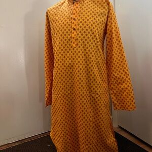 Mustard Yellow Printed Kurta – Size 42 (Men’s Medium/Large)